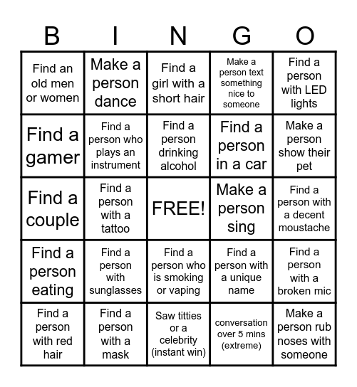 Omegle Bingo Card
