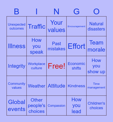 The Three Buckets Bingo Card