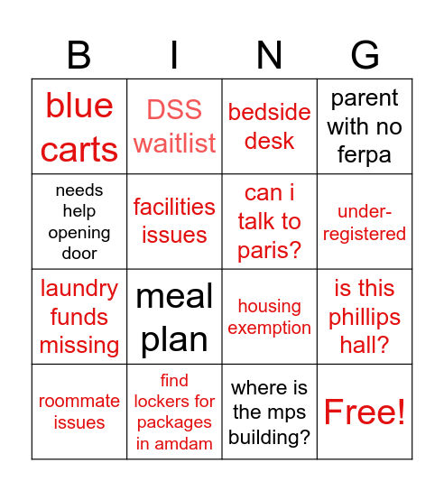 CLRE Bingo Card