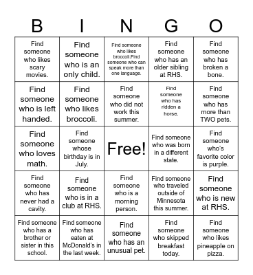 Classroom BINGO! Bingo Card