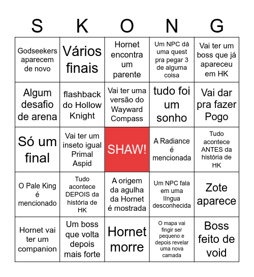 Silksong Bingo Card