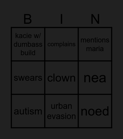 DBD Bingo Card