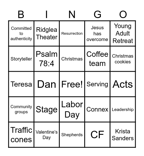 Clearfork Bingo Card