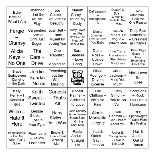 Thirsty For Knowledge Music Bingo Card