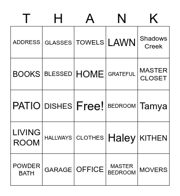 OH TO BE BLESSED WITH A NEW ADDRESS Bingo Card