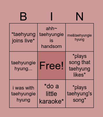 Jungkook's live bingo Card