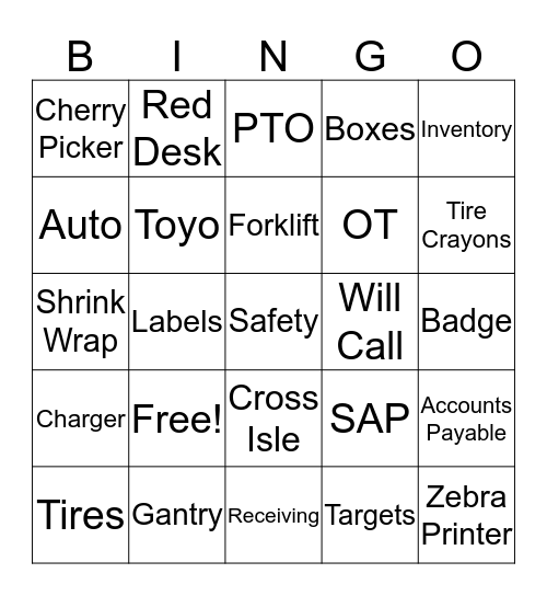 Holiday Bingo Card