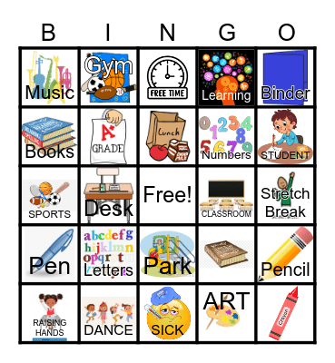 SCHOOL Bingo Card
