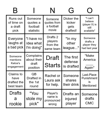 Fantasy Football Bingo Card