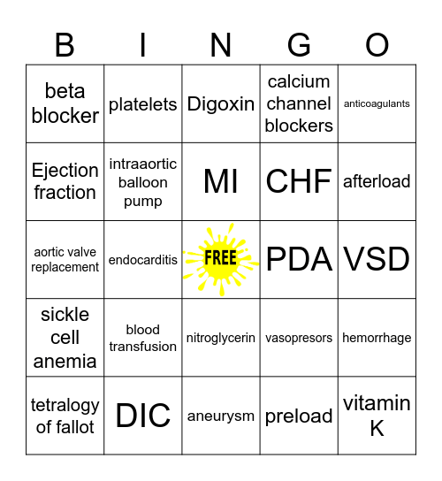 CARDIAC #1 Bingo Card
