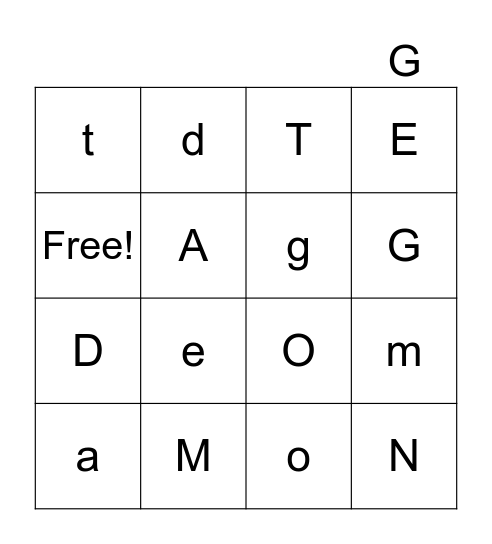 Alphabet Bingo Card