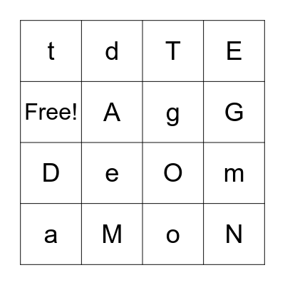 Alphabet Bingo Card