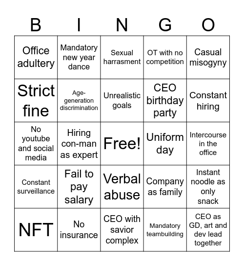Cty hãm loz Bingo Card