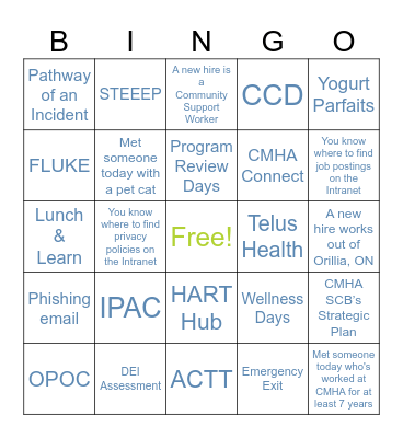 MEET & GREET - BINGO GAME Bingo Card