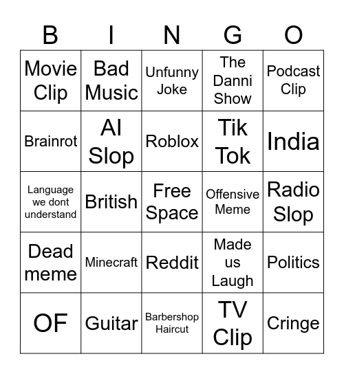 Instagram 2 Bingo Card
