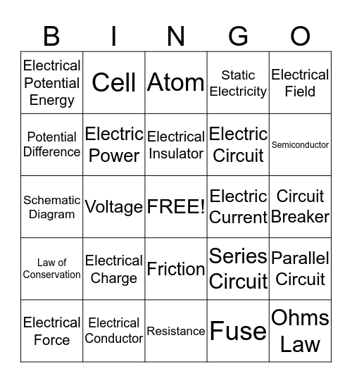 Chapter 17 - Vocabulary Bingo Card