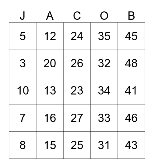 Encounter Kids Bingo! Bingo Card