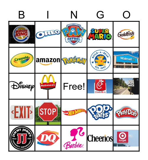 Environmental Print Bingo Card