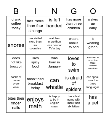 Ice Breaker Bingo Card