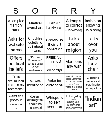 Get Accosted at Work Bingo! Bingo Card