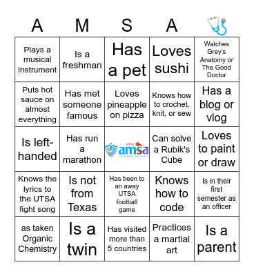 AMSA Find Someone Who... Bingo Card