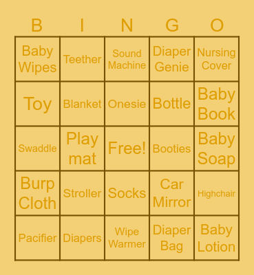 BABY SHOWER BEE-NGO Bingo Card