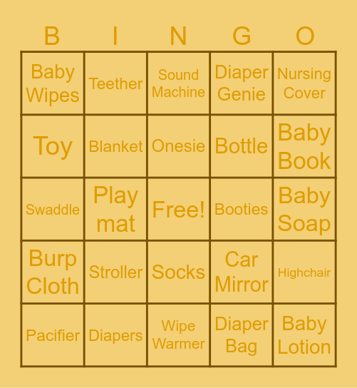 BABY SHOWER BEE-NGO Bingo Card