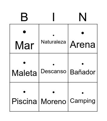 Bingo de verano Bingo Card