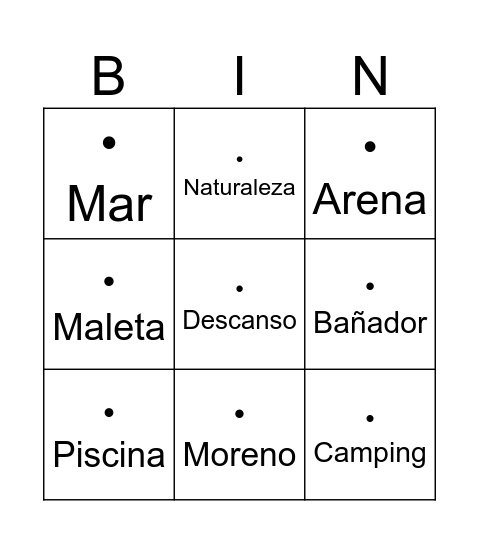 Bingo de verano Bingo Card