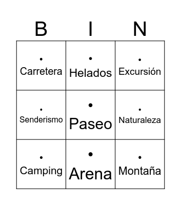 Bingo de verano Bingo Card