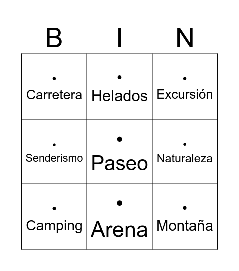 Bingo de verano Bingo Card