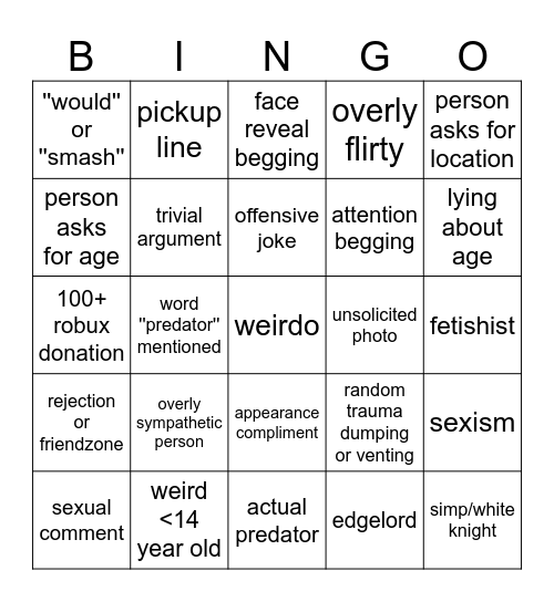 Catfish Bingo Card
