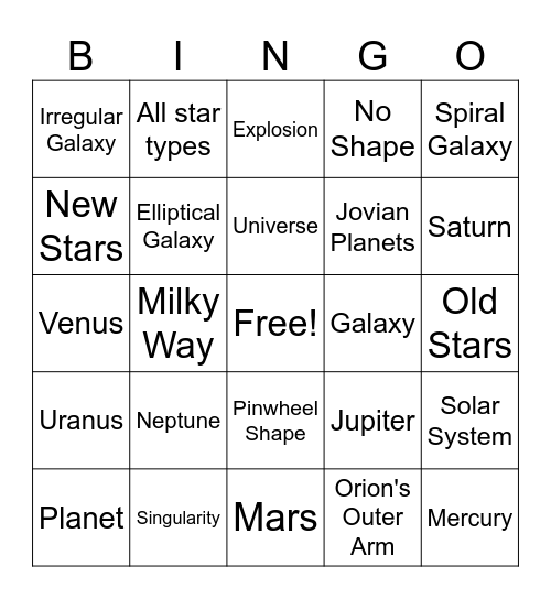 Unit 2 Vocabulary Bingo Card