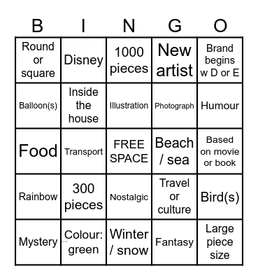 October puzzle bingo Card