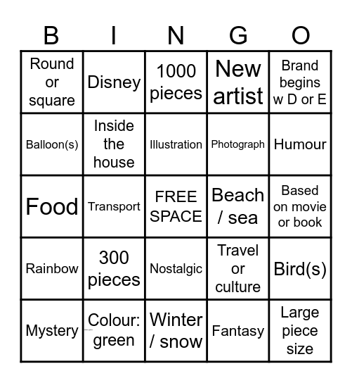 October puzzle bingo Card