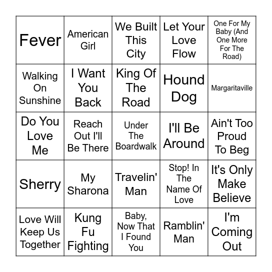 Music Bingo! Bingo Card