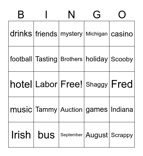 Mystery Bus Bingo Card