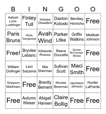Mrs. Stirewalt's Class Bingo Card