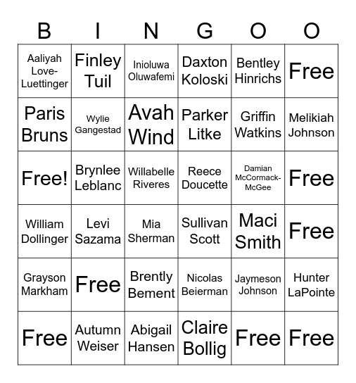 Mrs. Stirewalt's Class Bingo Card