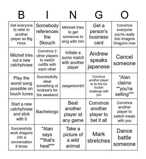 Bachelorgo Bingo Card