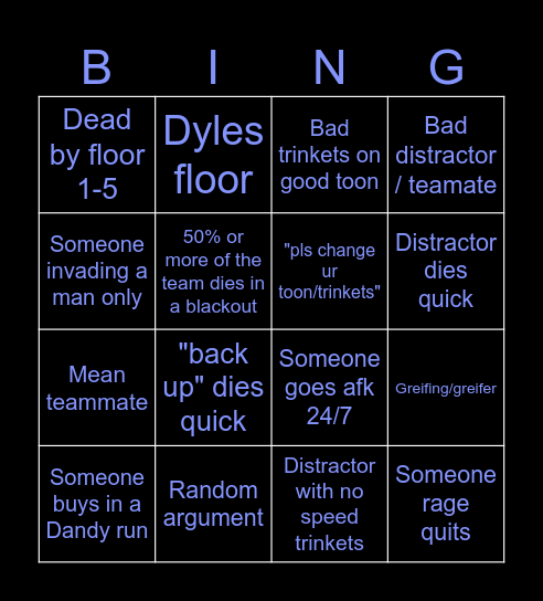 DANDYS WORLD Bingo Card
