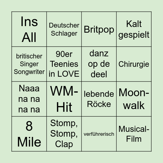 Dorf-Duell Musik-Bingo Card