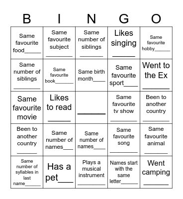 Room 202 Bingo Card