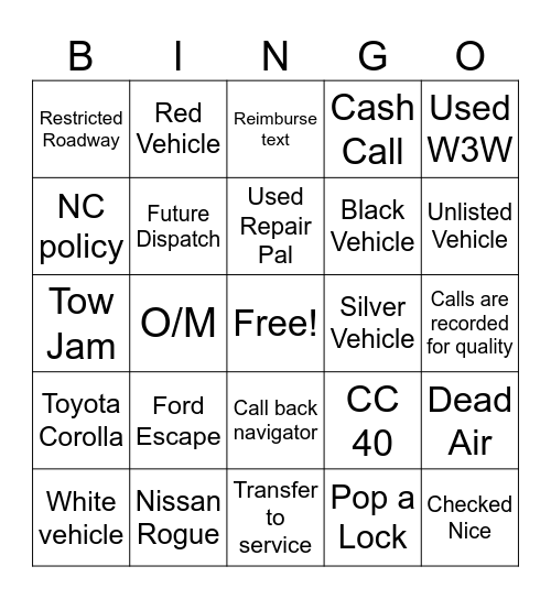 ERS Bing Bingo Card