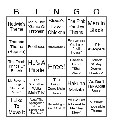 TT TV & Movies Bingo Card