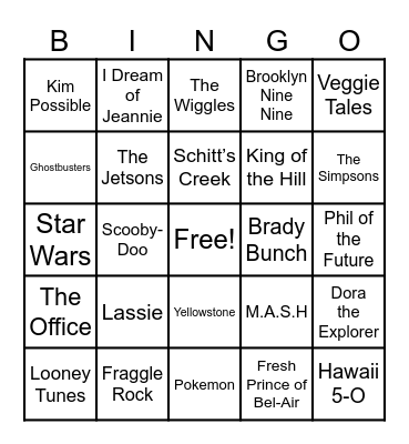 📺 Theme Songs 📺 Bingo Card