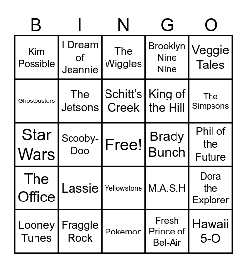 📺 Theme Songs 📺 Bingo Card
