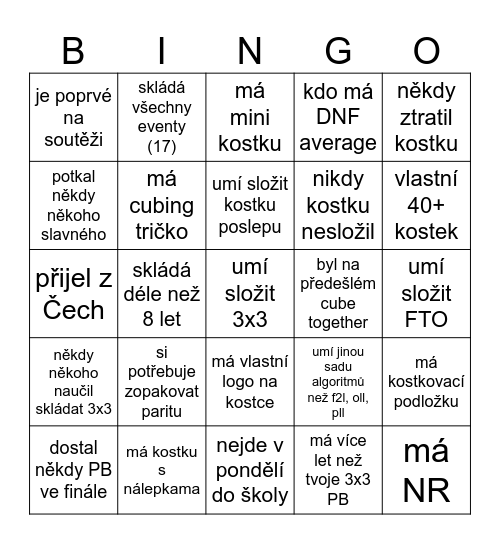 Sežeň podpis od někoho, kdo ... Bingo Card
