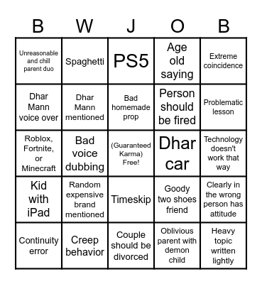 Dhar Mann Bingo v. V Bingo Card