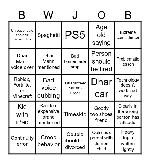 Dhar Mann Bingo v. V Bingo Card